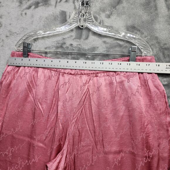 Victoria's Secret Pajama Pants Womens XL Pink Black Side Striped Satin Lounge - Picture 9 of 12